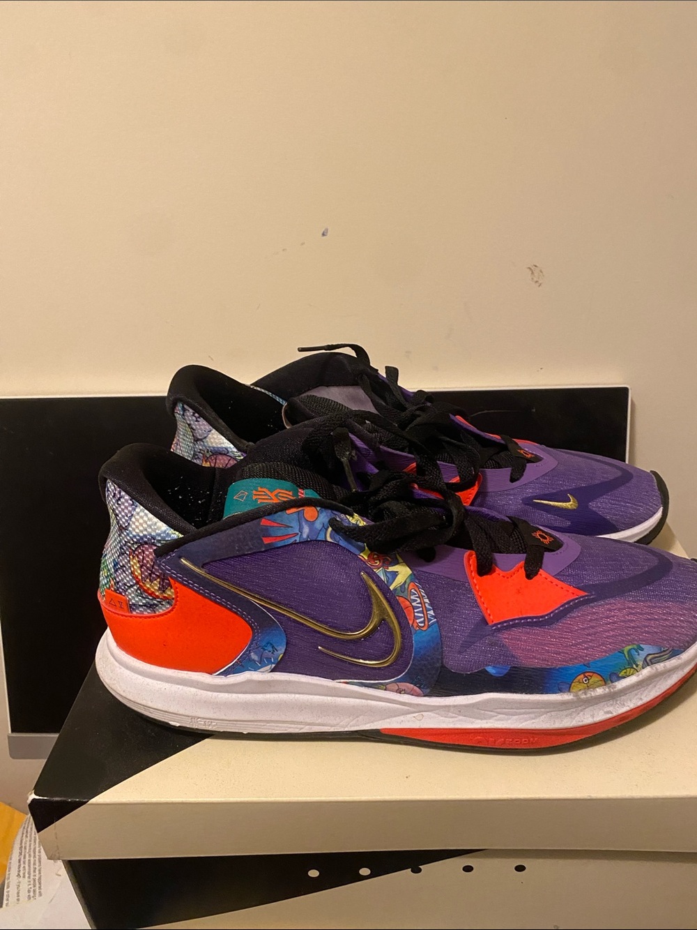 Nike Men’s Kyrie Low 5 Purple and Orange Graphic Low-Top Sneakers